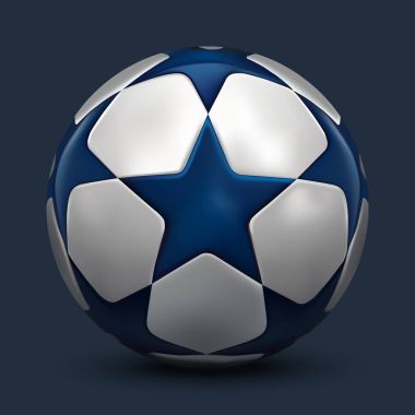 Futbol topu. Futbol topu mavi yıldız. Vektör.