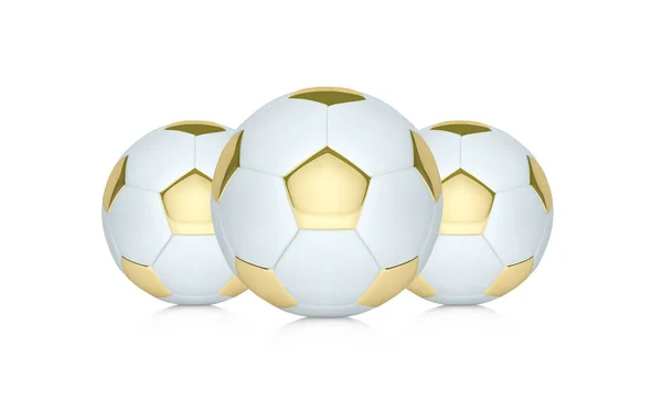 Pallone da calcio vettoriale bianco e oro. Pallone da calcio realistico o pallone da calcio — Vettoriale Stock