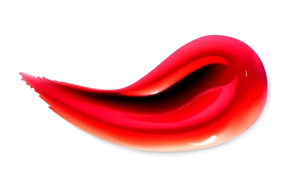 Kosmetische rote Flüssigkeit Lippenstift Schmiererei. Make-up Lipgloss oder Nagellack isoliert auf weißem Hintergrund. Vektor roter Farbstrich — Stockvektor