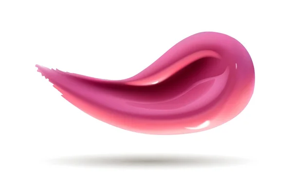 Esfregaço de batom líquido rosa cosmético. Componha o lustro de lábio ou o esmalte de prego isolado no fundo branco. Traço de pintura rosa vetorial —  Vetores de Stock