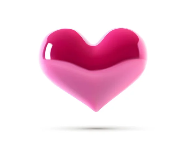Großes rosa Herz. Vektor 3d Herz isoliert auf weiß. Valentinstag. schöne Herz-Illustration — Stockvektor