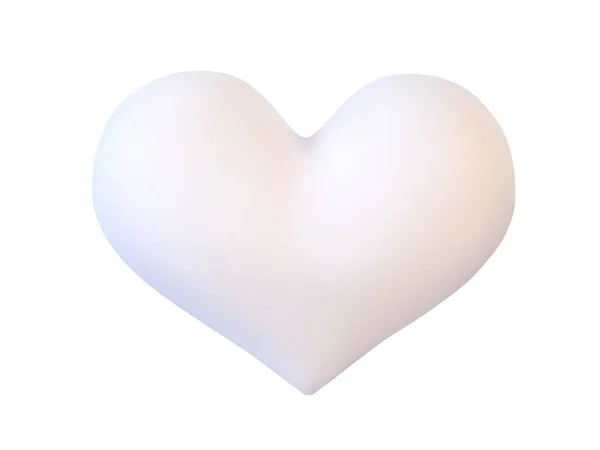 Realistic white vector valentine heart in 3d style with glare on white background. Vector illustration — Stock Vector