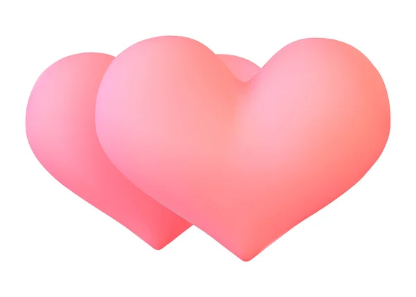 Corazón realista de San Valentín vector rosa en estilo 3d con resplandor sobre fondo blanco. Ilustración vectorial — Vector de stock