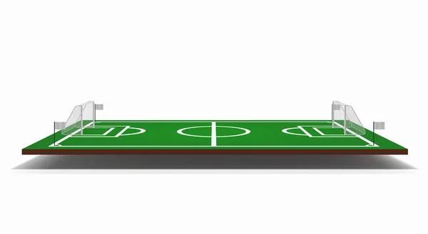 Ποδόσφαιρο ή το ποδόσφαιρο πεδίο διάνυσμα 3d. Πράσινο ποδόσφαιρο πεδίο. Στάδιο παιχνίδι διάνυσμα — Διανυσματικό Αρχείο