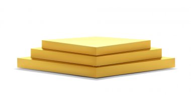 Altın podyum adımları üzerinde beyaz izole. 3B vektör ürün tanıtımı için stand