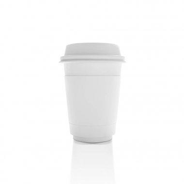 Gerçekçi beyaz kağıt kahve Kupası. Sütlü kahve, Cappuccino Cup. Beyaz etikel kahve alay kadar izole wihite arka plan üzerinde