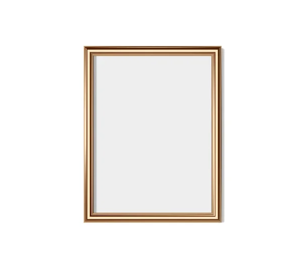 Marco dorado aislado sobre fondo blanco. Ilustración vectorial. Marco de pared maqueta — Vector de stock