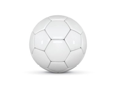 Beyaz deri top. Beyaz arka plan üzerinde futbol topu. Futbol 3d top