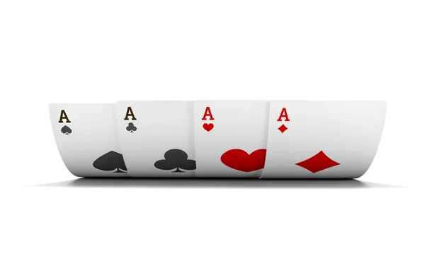 La combinazione di giocare a carte da poker casino. Isolato giocare a carte sul tavolo su sfondo bianco — Foto Stock