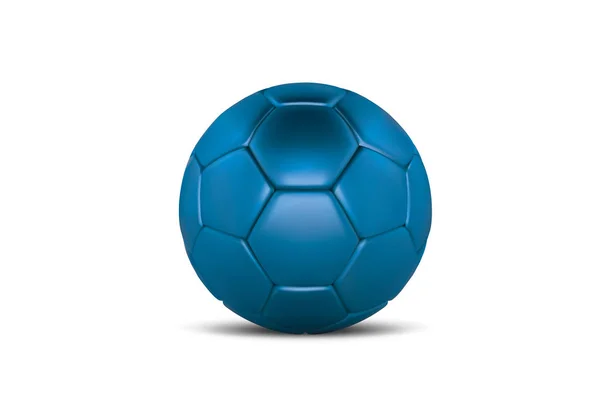 Ballon de foot violet bue sur fond blanc. Balle de football réaliste 3d bleu. Ballon de football bleu — Image vectorielle