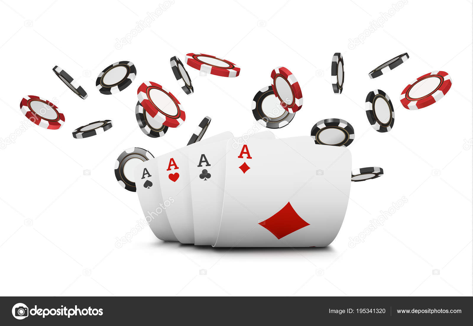 Playing cards and chips fly casino. Concept on white background. Poker casino vector illustration. and black realistic chip in the air. Gambling concept, poker mobile app icon Stock Vector Image