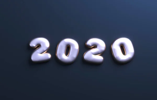 Happy New Year 2020 poster. Christmas background with big 2020 numbers. 3d rendering. — Stock Photo, Image