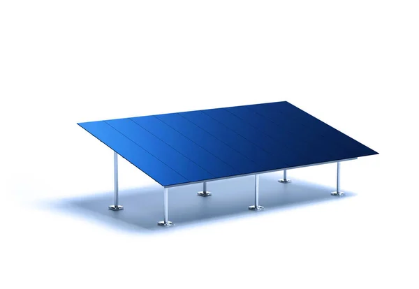 Solarmodul isoliert auf weißem Hintergrund. Photovoltaik-Zellen von Solarzellen, die saubere Energie erzeugen. 3D-Darstellung. — Stockfoto