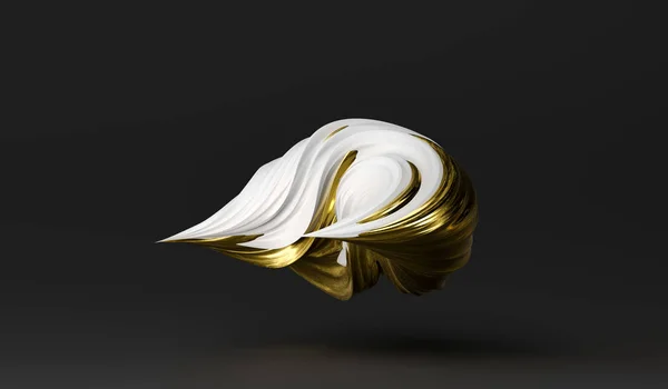 Astratto bianco e oro vernice onda 3d, forme astratte colpo di vernice rossa spruzzare primo piano. Arte digitale geometrica. Forma contorta in movimento. rendering 3D. Banner di arte concettuale . — Foto Stock