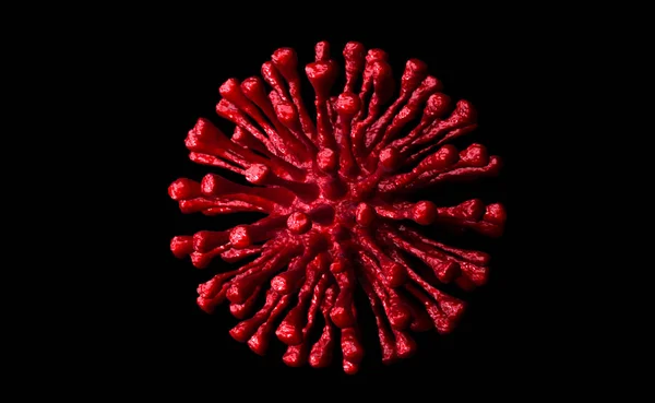 Virus des molécules. rendu 3D réaliste du virus en couleur rouge . — Photo