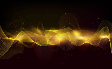 Soyut dalga eğrisi çizgileri. Müzik soyut arka plan. Müzik için dengeleyici. Dinamik renkli parçacıklar ses dalgası. Cool Sound Freque. Bulanık soyut ışıklar. Güzel dalga şekilli ışıltı dizisi.