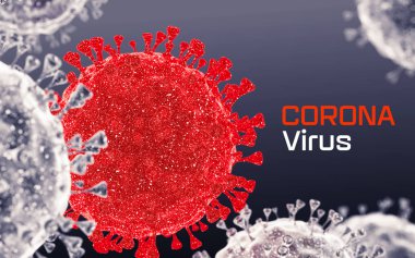 Corona virüsü. Virüs hücrelerine ya da bakterilere yakın çekim. Grip, mikroskop altında bir virüse bakmak, bulaşıcı bir hastalık. Mikroplar, bakteriler, hücre enfekte olmuş organizmalar. Virüs H1n1, Domuz Gribi, 3 boyutlu Hazırlama.