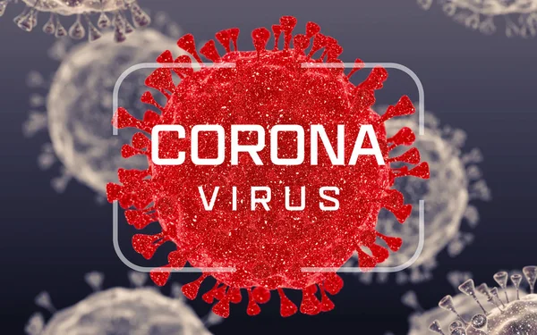 Virus Corona. Primer plano de las células víricas o bacterias. Gripe, vista de un virus bajo un microscopio, enfermedad infecciosa. Gérmenes, bacterias, organismos infectados por células. Virus H1N1, Gripe porcina, renderizado 3d . — Foto de Stock