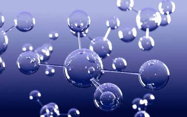 Soyut molekül tasarımı. Atomlar. Kimya bilimi afişi veya el ilanı için soyut bir arkaplan. Bilim ya da tıbbi geçmiş. 3d resimleme.