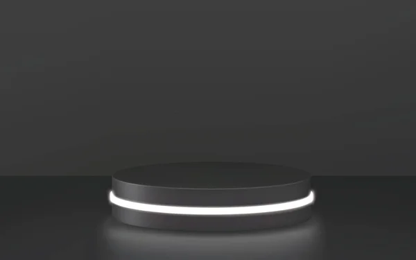 Pódio Redondo Pedestal Plataforma Iluminado Por Holofotes Led Ilustração Vetorial —  Vetores de Stock