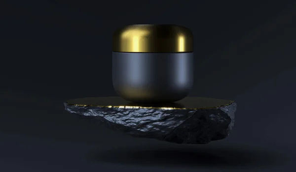 Hitam Dan Emas Wajah Krim Jar Paket Untuk Krim Mentega — Stok Foto
