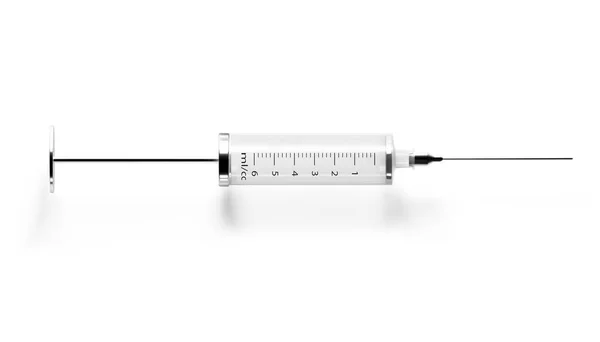 Syringe with hypodermic needle isolated on white background. 3d Rendering.