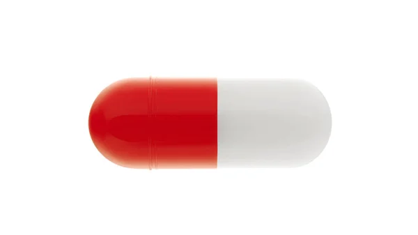 Pilule de médecine sur fond blanc. Pilule de capsule. Illustration vectorielle. Le remède contre le virus. Capsule avec vitamines ou suppléments biologiques . — Image vectorielle