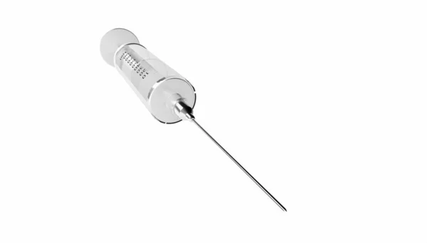 Syringe with hypodermic needle isolated on white background. 3d Rendering. — Stock Photo, Image