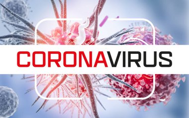 Virüs hücrelerine ya da bakterilere yakın çekim. Grip, mikroskop altında bir virüse bakmak, bulaşıcı bir hastalık. Mikroplar, bakteriler, hücre enfekte olmuş organizmalar. Virüs H1n1, Domuz Gribi, Corona virüsü. 3d Hazırlama