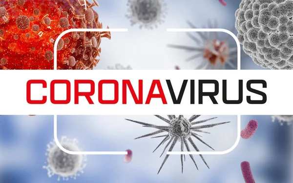 Virové buňky nebo molekuly bakterií. Chřipka, pohled na virus pod mikroskopem, infekční onemocnění. Bakterie, bakterie, buněčný organismus. Virus H1n1, prasečí chřipka, virus korony. 3D vykreslování. — Stock fotografie