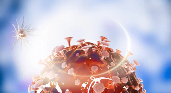Virus Corona Cellules Virales Covid Molécule Bactérienne Grippe Vue Virus — Photo