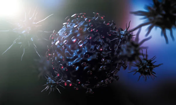 Molécule Virus Corona Cellules Virales Covid Molécule Bactérienne Grippe Vue — Photo