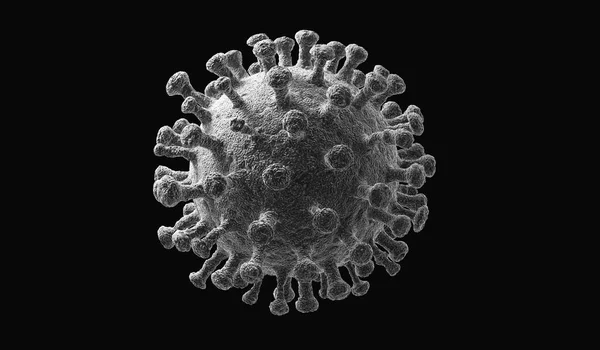 Virus Isolé Sur Noir Gros Plan Sur Les Cellules Coronavirus — Photo