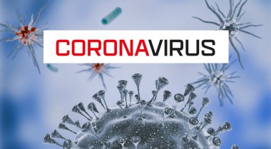 Corona virüsü. Covid-19 virüs hücreleri veya bakteri molekülleri. Grip, mikroskop altında bir virüse bakmak, bulaşıcı bir hastalık. Mikroplar, bakteriler, hücre enfekte olmuş organizmalar. Virüs H1N1, Domuz Gribi. 3d Hazırlama.