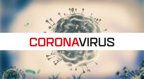 Coronavirus. Covid-19 virusceller eller bakteriemolekyl. Influensa, bild av ett virus under ett mikroskop, infektionssjukdom. Bakterier, bakterier, cellinfekterade organismer. Virus H1N1, svininfluensa. 3D-konvertering. — Stockfoto