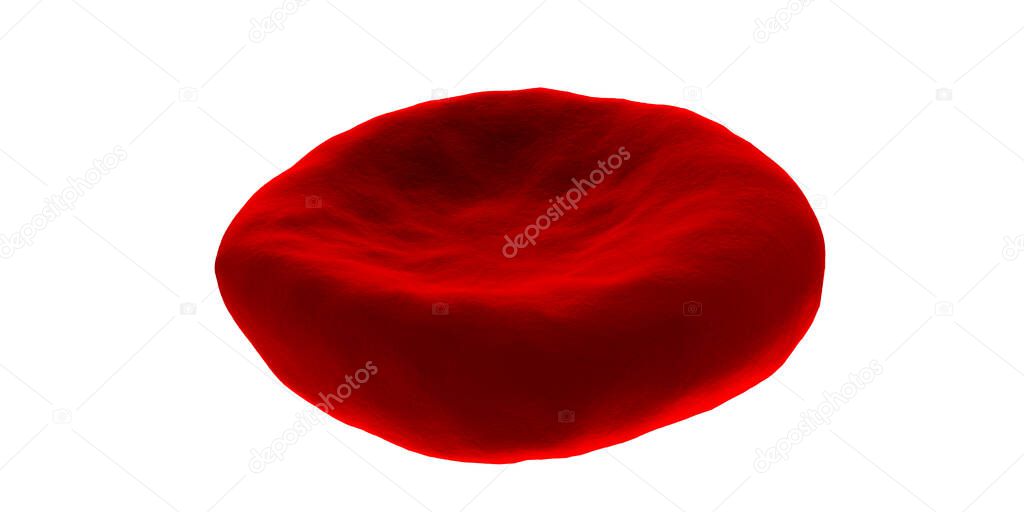 High detail blood cell isolated on white background. Red blood cell. Healthcare and medical zoom concept. 3d render.