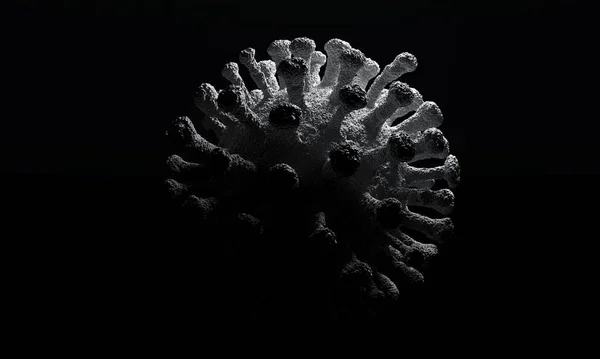 Virus Sguardo Drammatico Dal Buio Primo Piano Delle Cellule Coronaviriche — Foto Stock