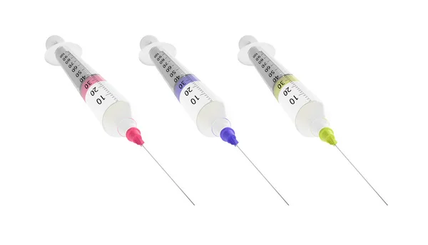 Vector Syringe Set Hypodermic Needle Isolated White Background — Stock Vector