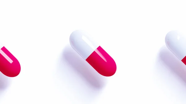 Tabletki na białym tle. Opakowanie po tabletkach. Lekarstwo na wirusa. Kapsułka z witaminami lub suplementów diety. Ilustracja 3D — Zdjęcie stockowe
