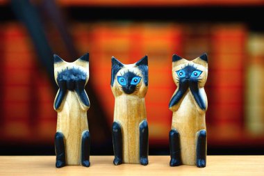 Nothing see, nothing hear, nothing talk cats figures clipart