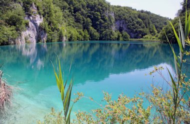 Plitvice Gölleri, Hırvatistan. Hırvatistan güzel Mavi Göl