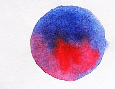 Beyaz kağıt üzerine suluboya mavi ve pembe. Suluboya çizimi