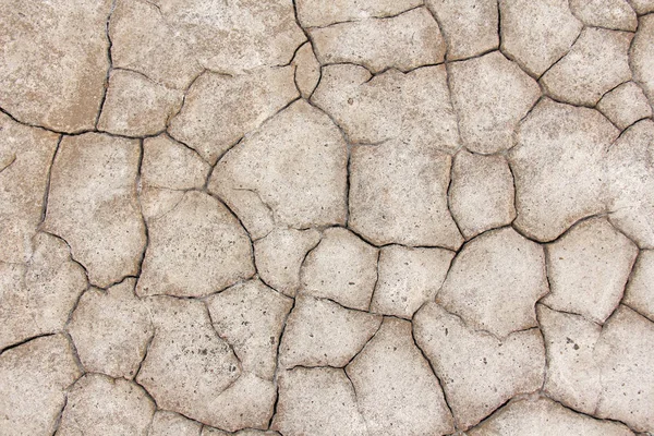 Άγονη γη. Ξηρά σκασμένα γήινο υπόβαθρο. Ραγισμένα λάσπη μοτίβο. Χώμα στις ρωγμές. Creviced υφή. Ξηρασίας του εδάφους. Ξηρασίας του περιβάλλοντος. — Φωτογραφία Αρχείου