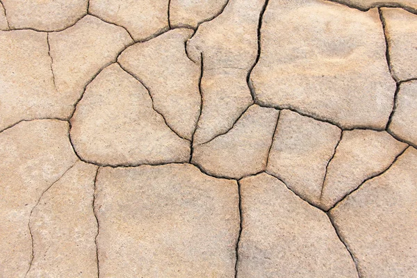 Dorre aarde. Droge gebarsten aarde achtergrond. Gebarsten modder patroon. Bodem In scheuren. Creviced textuur. Droogte land. Milieu droogte. — Stockfoto