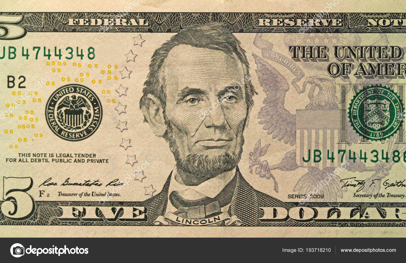 Five Dollars One Note Dollars Stock Editorial Photo © Artnapoleonka 193718210