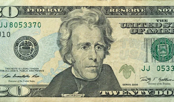 Vinte Dólares Com Uma Nota Dólares — Fotografia de Stock