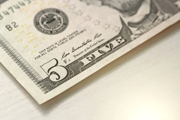 Cinco Dólares Com Uma Nota Dólares — Fotografia de Stock