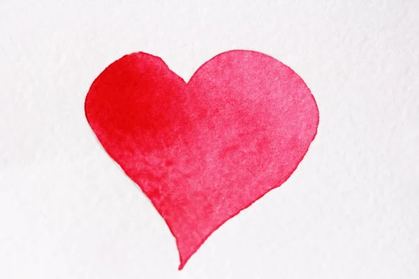 Czerwone serce z akwarela na białym tle — Zdjęcie stockowe