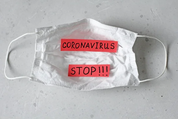 Medicinsk Mask Vilket Ord Coronavirus Skrivs Kirurgiska Används Mask Med — Stockfoto