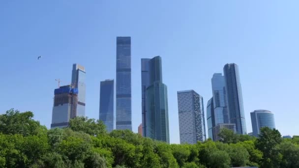 Vista Del Centro Negocios Moscú Ciudad Los Altos Edificios Cristal — Vídeo de stock